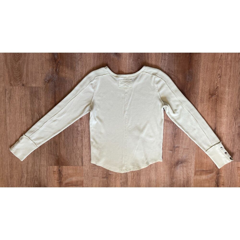 We The Free  Free People Yellow Long Sleeve Cuff Shirt Top  Women's Size Large - Picture 7 of 11